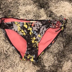 Black bathing suit bottoms with flowers, size s